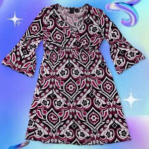 vtg y2k suzie in the city mod retro inspired babydoll bell sleeve dress, sz md